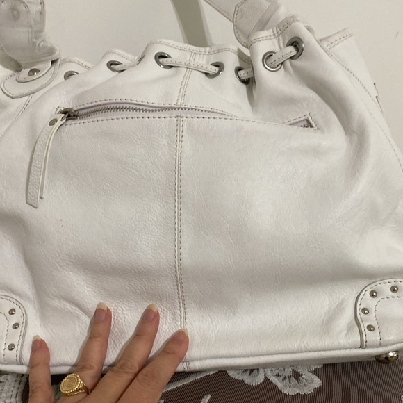 NWOT White Sharif Large Leather Purse and Dust Bag - Picture 7 of 15